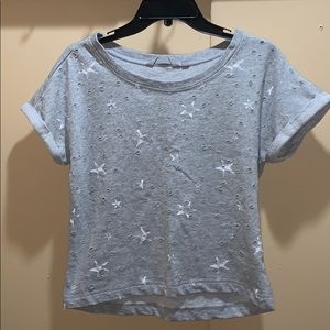 Gray and White Shirt with Stars